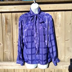 VTG Bow Tie Purple Blouse Evan-Picone